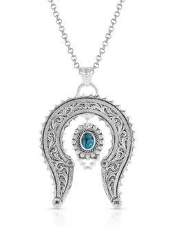 Montana Silversmiths NC5239 Womens Blue Spring Turquoise Squash Blossom Necklace Silver