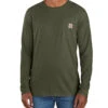 Carhartt 104617-G73 Mens Force Relaxed Fit Midweight Long-Sleeve T-Shirt Basil Heather