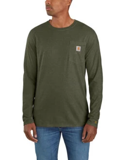 Carhartt 104617-G73 Mens Force Relaxed Fit Midweight Long-Sleeve T-Shirt Basil Heather