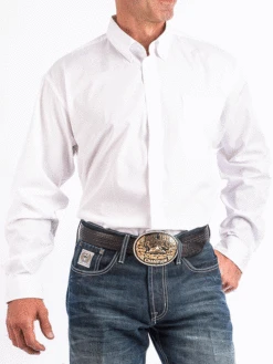 Cinch MT10320020 Mens Long Sleeve Single Pocket Solid Shirt White