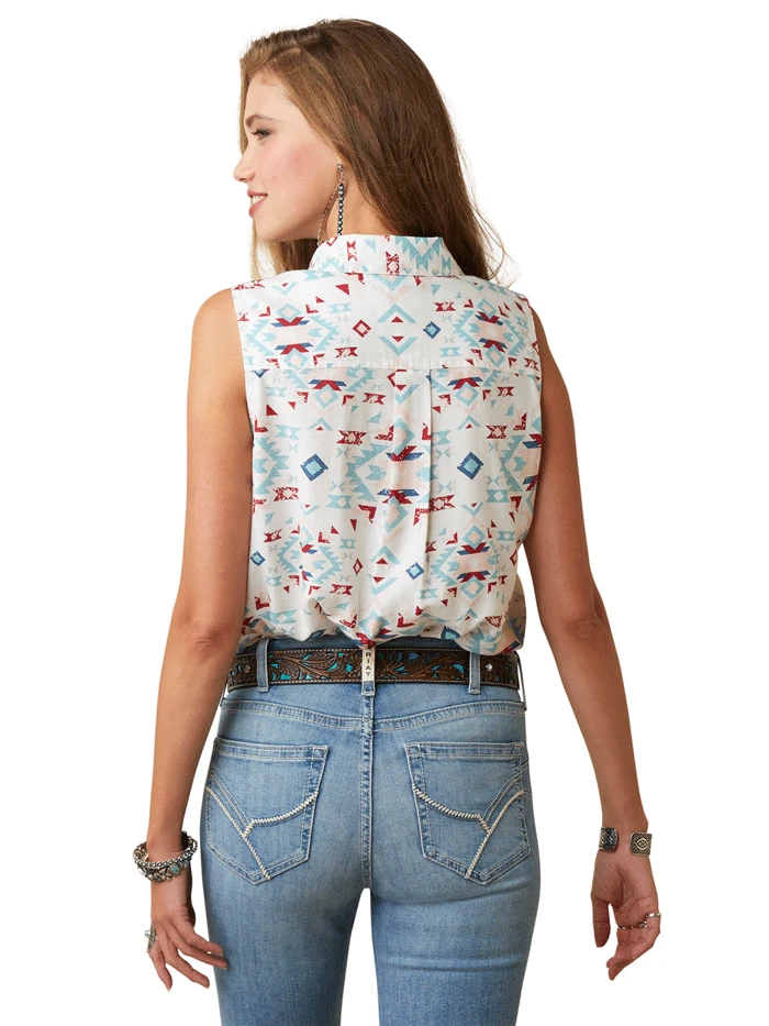 Ariat 10045081 Womens REAL Billie Jean Sleeveless Shirt Montana Geo - Image 2