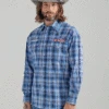 Wrangler 112324696 Mens PBR Long Sleeve Logo Shirt Blue