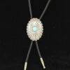 Double S 22107 Western Oval Flower Bolo Tie Silver