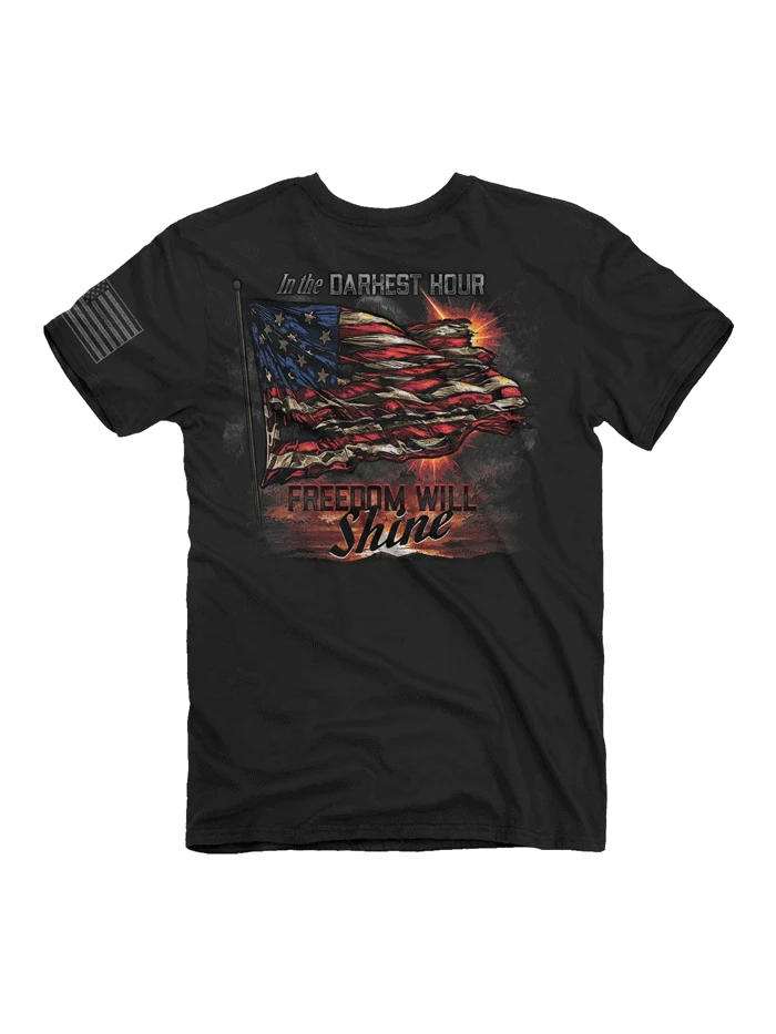 Buck Wear 2193 Mens Freedom Shine Short Sleeve Graphic Tee Black