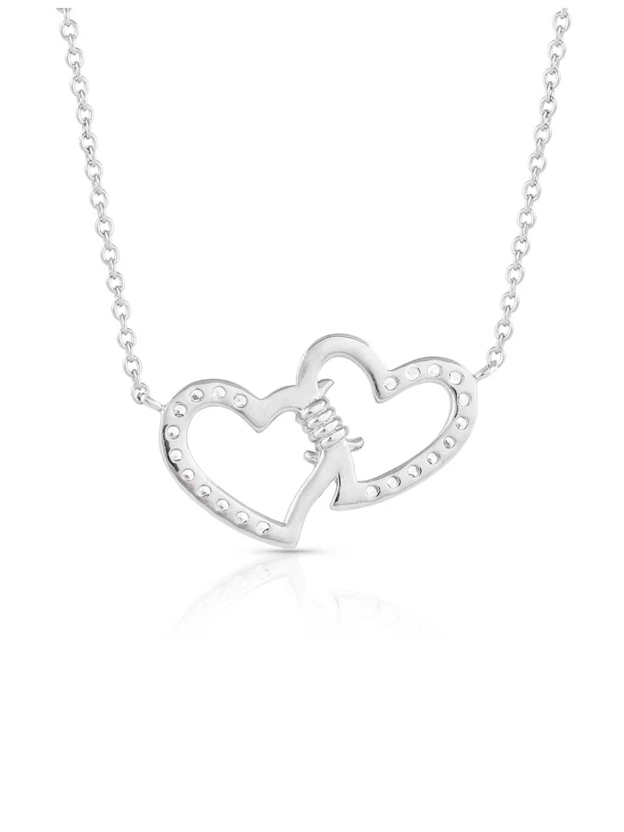 Montana Silversmiths NC5371 Womens Victory In Love Crystal Barbed Wire Necklace Silver - Image 2