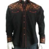 Rockmount 6701 Mens Boot Top Embroidered Western Shirt Black