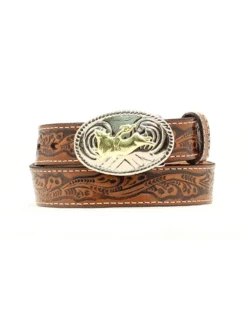 Nocona N4410402 Kids Western Belt With Bullrider Buckle Brown