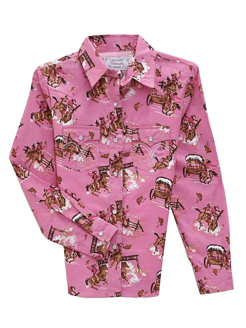 Panhandle C6S3493 Kids Long Sleeve Snap Shirt Rose/Mauve