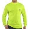 Carhartt 100494-323 Mens Force Color Enhanced Long Sleeve T-Shirt Brite Lime