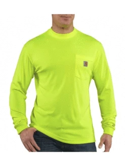 Carhartt 100494-323 Mens Force Color Enhanced Long Sleeve T-Shirt Brite Lime