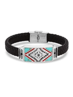 Montana Silversmiths BC5495 Southwest Storm Cloud Leather Bracelet Dark Brown