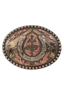 AndWest HC5000 ALAMOSA Pistols And Horseshoe Buckle Antique Brass, Copper, And Silver