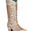 Corral A4408 Ladies Bull Skull Embroidery And Glitter Inlay Boots Tan