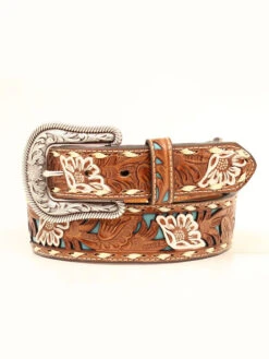 Nocona N3412308 Ladies Pierced Floral Belt Brown