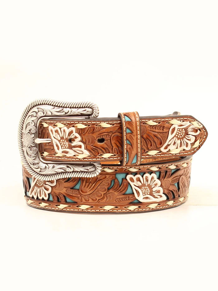 Nocona N3412308 Ladies Pierced Floral Belt Brown