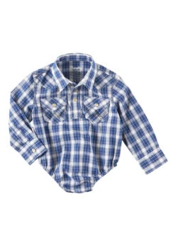Wrangler 112322477 Infants Baby Boy Bodysuit Blue Plaid