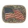 AndWest 555 Waving American Flag Buckle Antique Brass