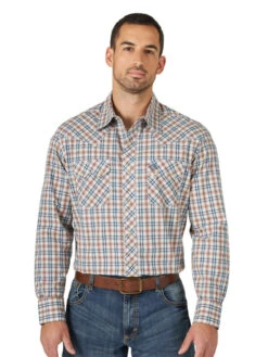 Wrangler 112318775 Mens Retro Long Sleeve Shirt Brown