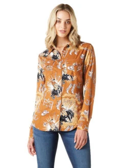 Wrangler 112336515 Womens Retro Punchy Shirt Tan