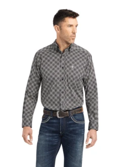 Ariat 10042270 Mens Wyatt Stretch Classic Fit Shirt Snow Bunting