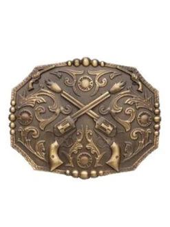 AndWest 546-06 Crossed Pistols Buckle Antique Brass
